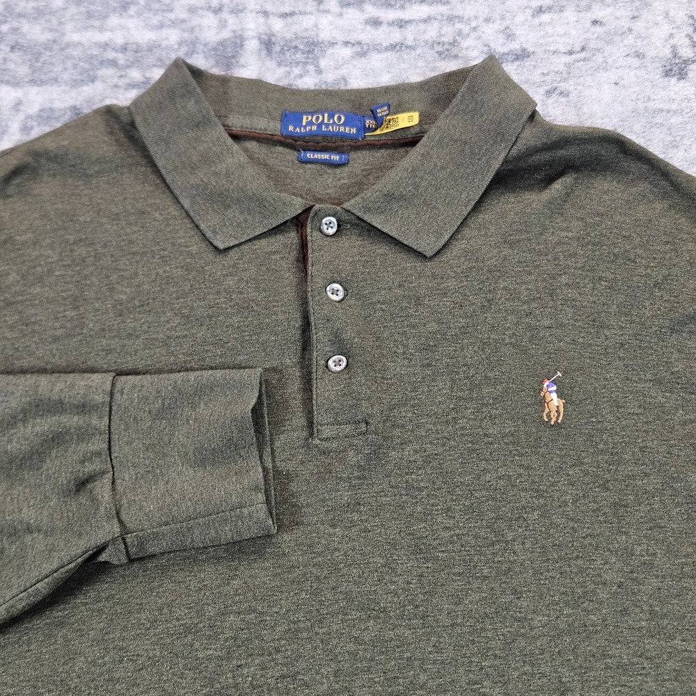 Polo Ralph Lauren Polo Shirt Mens XXL Green Classic Fit Long Sleeve Pony Logo